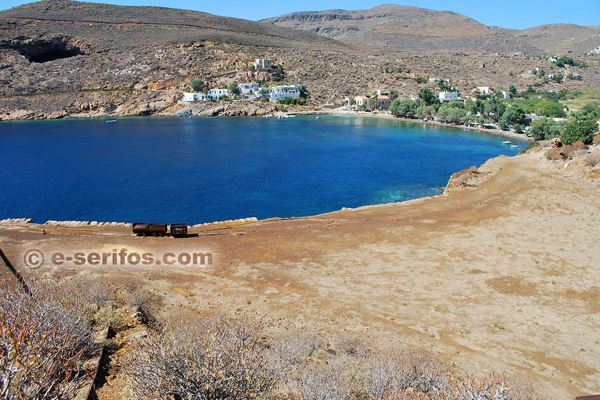 The beach Megalo Livadi as seen from the mines area