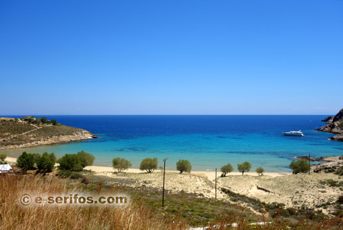 The beach of Psili Ammos as seen from the road