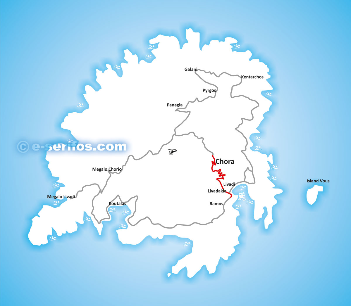 Map of Serifos with drive 3
