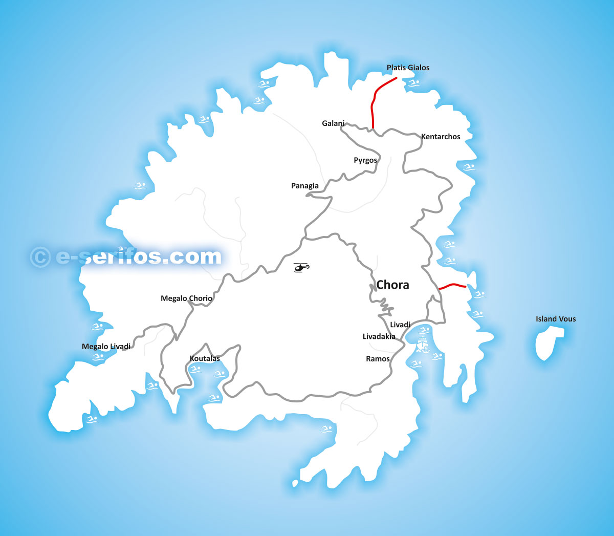 Map of Serifos with drive 1