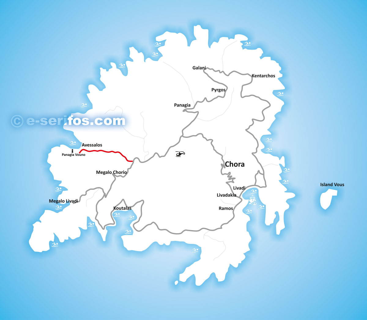 Map of Serifos with drive 2