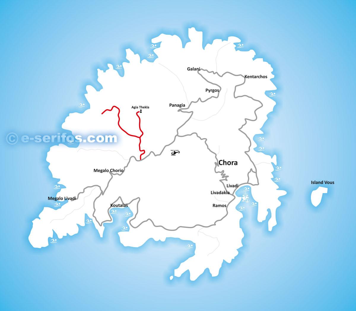 Map of Serifos with drive 4